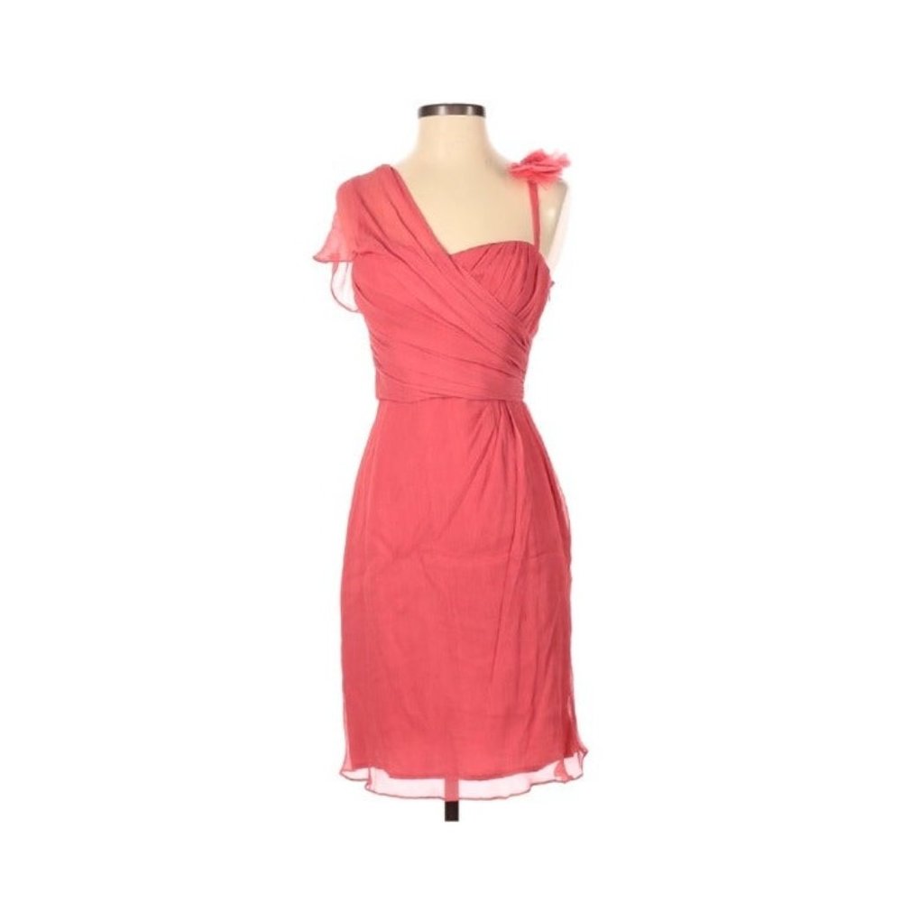 Vera Wang Lavender Coral Silk Chiffon Party Dress